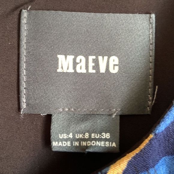 Maeve Anthropologie Dress Blue Black Pink Off Shoulder Size 4 Womens Knee Length - Picture 7 of 7